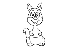 一只可愛的袋鼠簡筆畫圖片